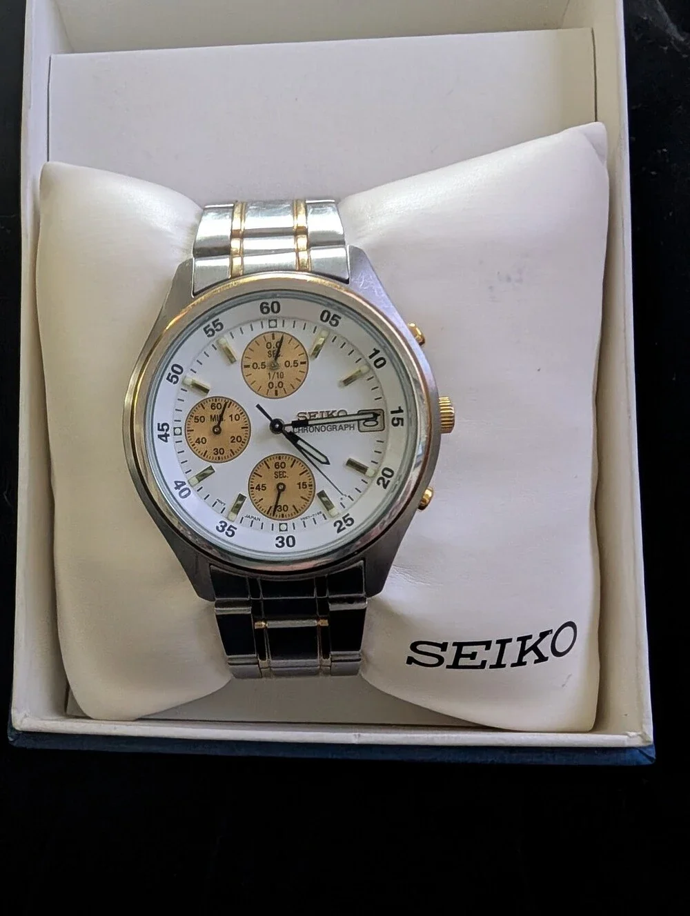 Seiko Two-Tone Silver and Gold Chronograph Watch